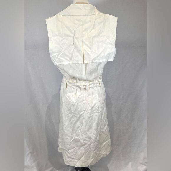 White House Black Market luster twill white sleeves trench coat size medium NWT - Picture 8 of 12
